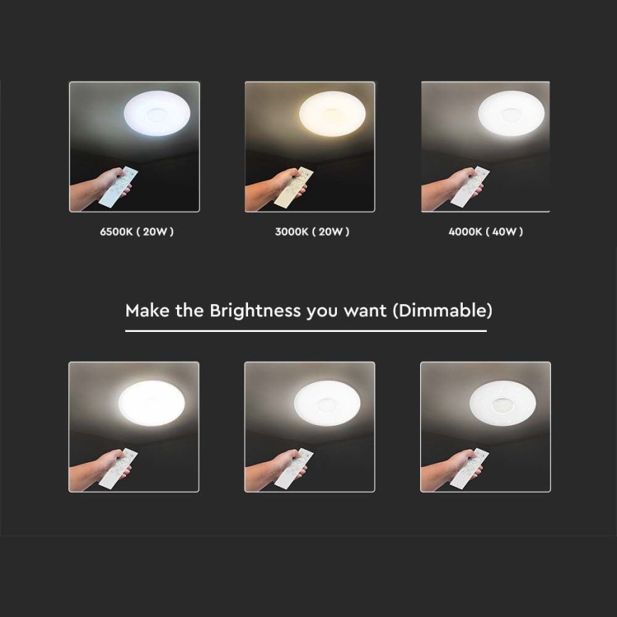 Iluminação de teto LED com regulação LED/40W/230V 3000/4000/6500K diâmetro 39 cm + comando