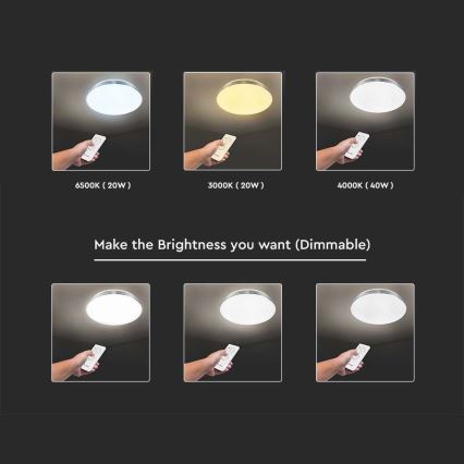Iluminação de teto LED com regulação LED/40W/230V 3000K/4000K/6500K diâmetro 39,5 cm + comando