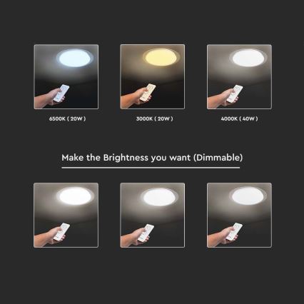 Iluminação de teto LED com regulação LED/40W/230V 3000K/4000K/6500K diâmetro 46,5 cm + comando