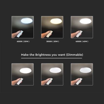 Iluminação de teto LED com regulação LED/40W/230V 3000K/4000K/6500K diâmetro 38,8 cm + comando