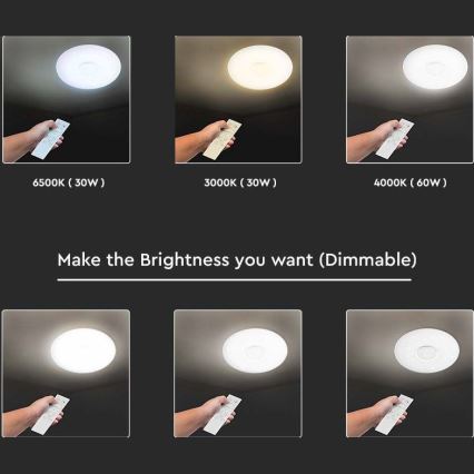 Iluminação de teto LED com regulação LED/40W/230V 3000K/4000K/6500K diâmetro 49 cm + comando