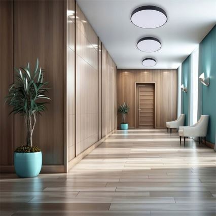 Iluminação de teto LED com regulação LED/50W/230V 3000-6500K diâmetro 50 cm preto + comando