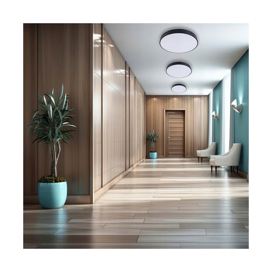 Iluminação de teto LED com regulação LED/50W/230V 3000-6500K diâmetro 50 cm preto + comando