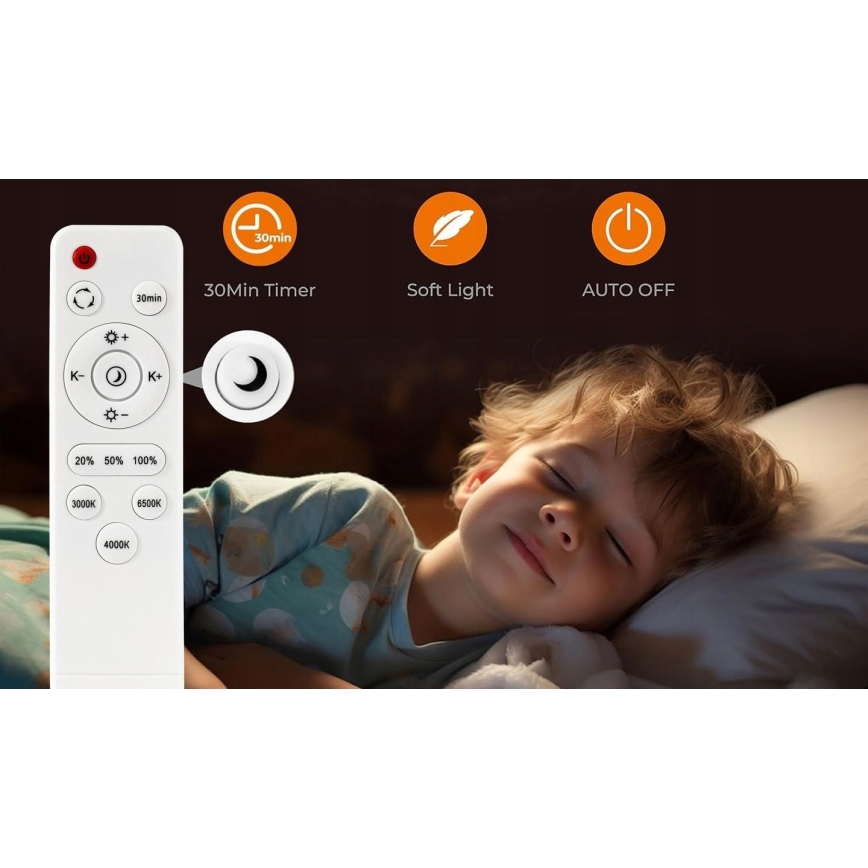 Iluminação de teto LED com regulação LED/50W/230V 3000-6500K diâmetro 50 cm preto + comando