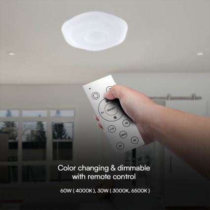 Iluminação de teto LED com regulação LED/60W/230V 3000-6500K 50 cm branco + comando