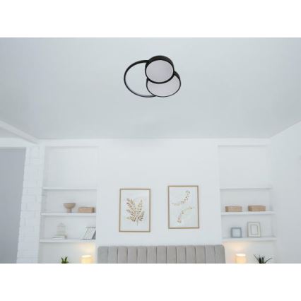 Iluminação de teto LED com regulação LED/60W/230V 3000-6500K preto + comando