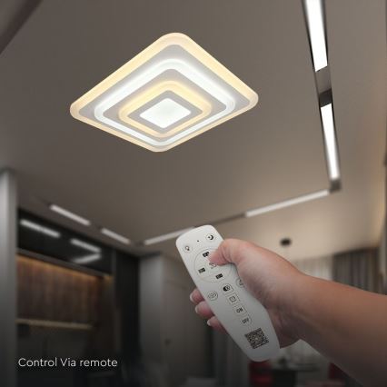 Iluminação de teto LED com regulação LED/77W/230V 3000-6500K 49,5x49,5 cm + comando