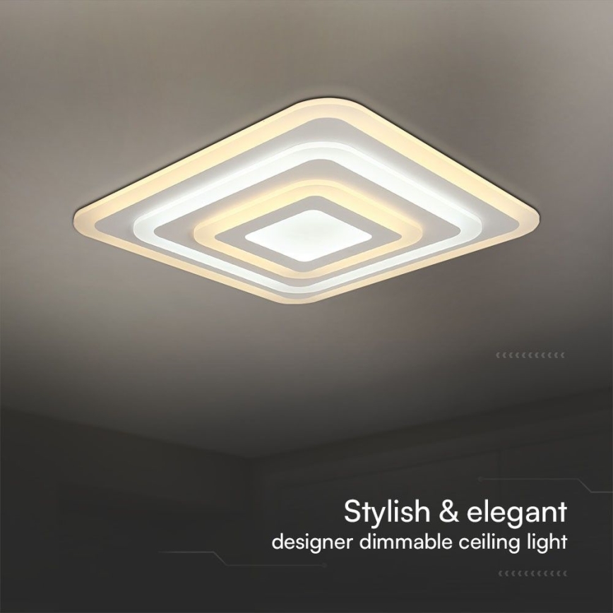 Iluminação de teto LED com regulação LED/77W/230V 3000-6500K 49,5x49,5 cm + comando