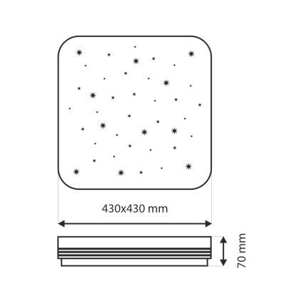 Iluminação de teto LED com regulação MANA LED/36W/230V 2700-6500K 43x43 cm + comando