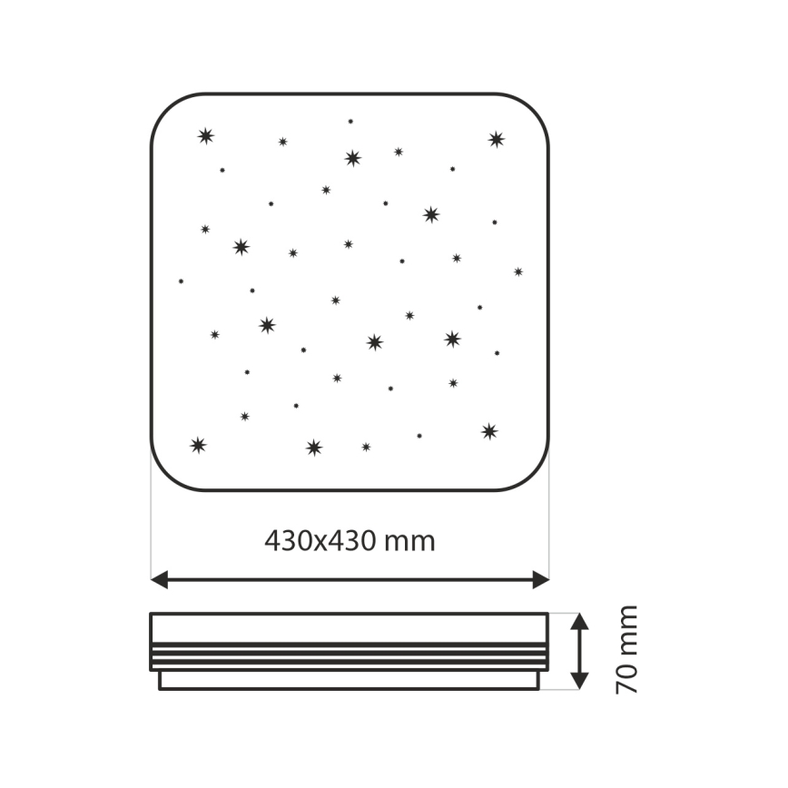 Iluminação de teto LED com regulação MANA LED/36W/230V 2700-6500K 43x43 cm + comando