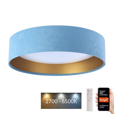 Iluminação de teto LED com regulação SMART GALAXY LED/24W/230V d. 45 cm 2700-6500K Wi-Fi Tuya azul/dourado + controlo remoto