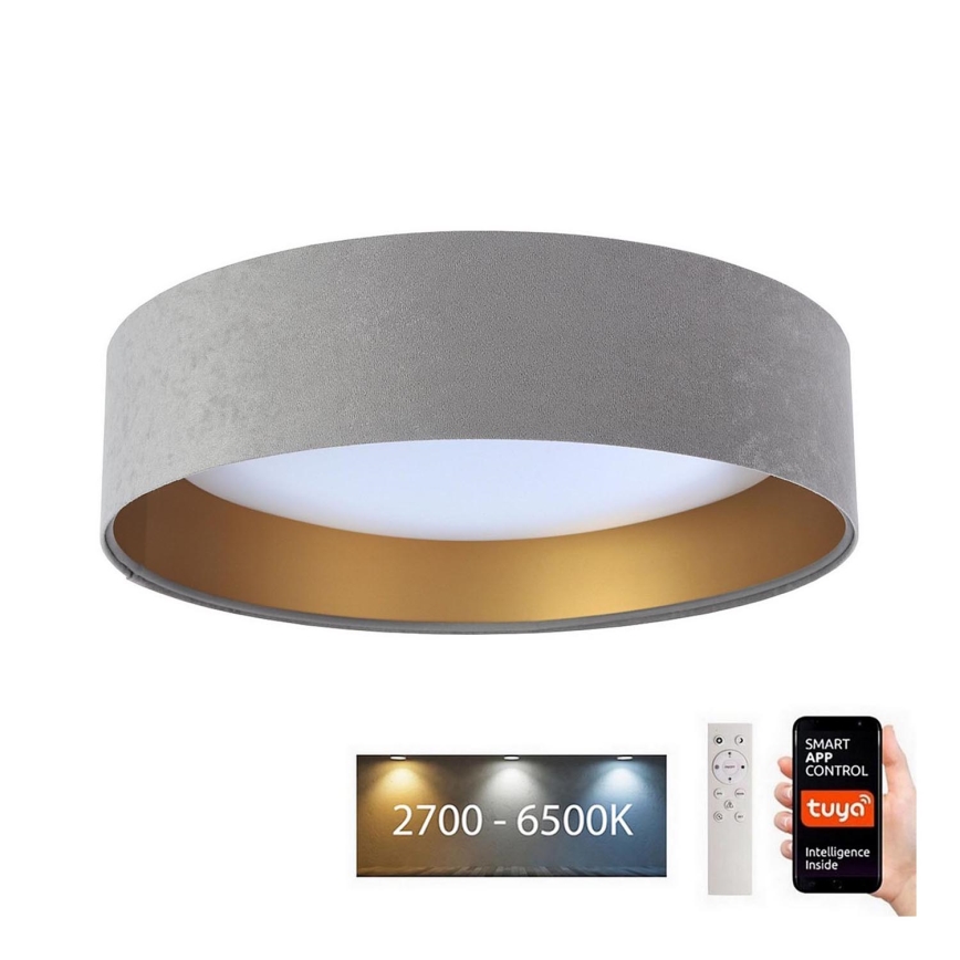 Iluminação de teto LED com regulação SMART GALAXY LED/24W/230V d. 45 cm 2700-6500K Wi-Fi Tuya cinzento/dourado + controlo remoto