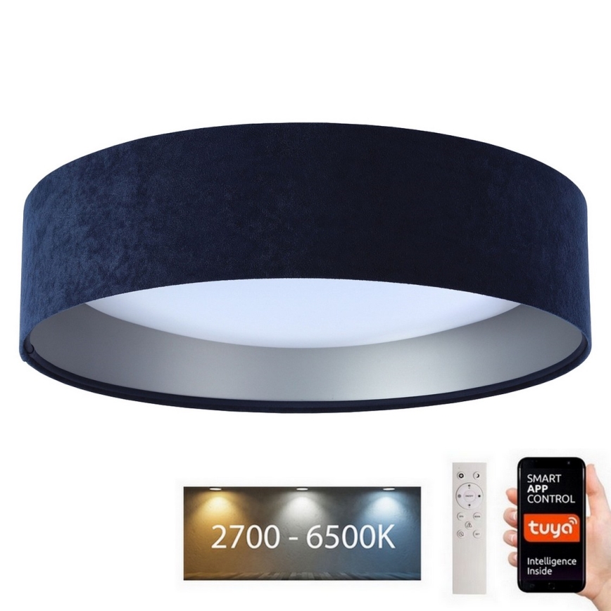 Iluminação de teto LED com regulação SMART GALAXY LED/36W/230V d. 55 cm 2700-6500K Wi-Fi Tuya azul/prateado + controlo remoto