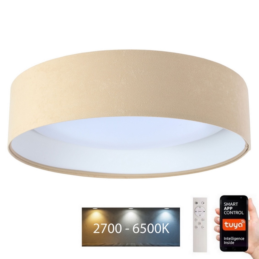 Iluminação de teto LED com regulação SMART GALAXY LED/36W/230V d. 55 cm 2700-6500K Wi-Fi Tuya bege/branco + controlo remoto