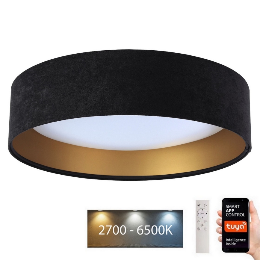 Iluminação de teto LED com regulação SMART GALAXY LED/36W/230V d. 55 cm 2700-6500K Wi-Fi Tuya preto/dourado + controlo remoto