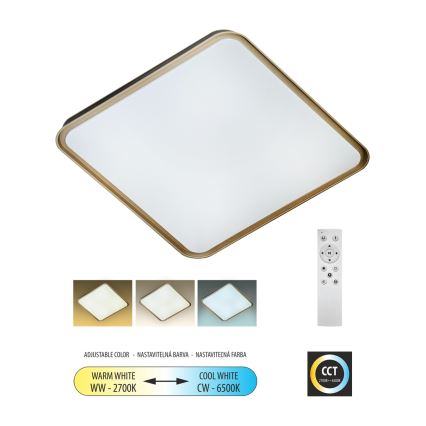Iluminação de teto LED com regulação UNA LED/60W/230V 2700-6500K 50x50 cm + comando