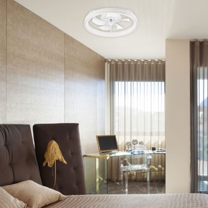 Iluminação de teto LED com regulação e ventoinha FARGO LED/37W/230V branco + comando