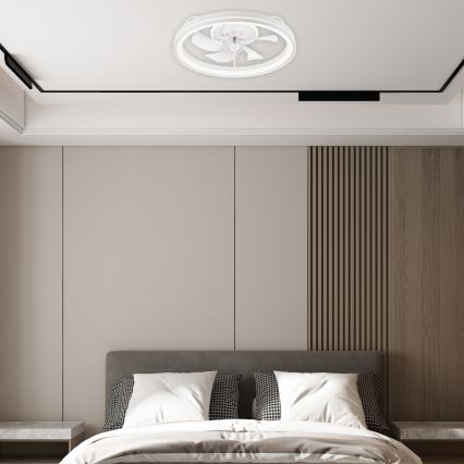 Iluminação de teto LED com regulação e ventoinha FARGO LED/37W/230V branco + comando