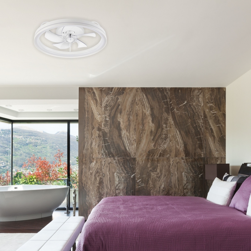 Iluminação de teto LED com regulação e ventoinha FARGO LED/37W/230V branco + comando