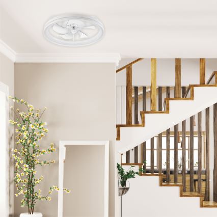 Iluminação de teto LED com regulação e ventoinha FARGO LED/37W/230V branco + comando