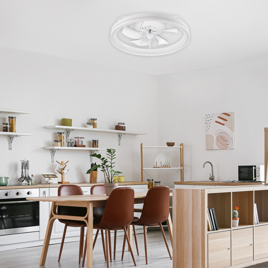 Iluminação de teto LED com regulação e ventoinha FARGO LED/37W/230V branco + comando