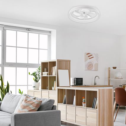 Iluminação de teto LED com regulação e ventoinha FARGO LED/37W/230V branco + comando