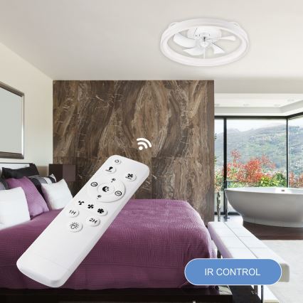 Iluminação de teto LED com regulação e ventoinha FARGO LED/37W/230V branco + comando