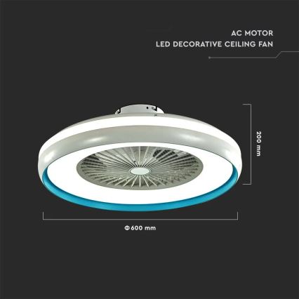 Iluminação de teto LED com uma ventoinha LED/45W/230V 3000/4000/6500K azul + comando