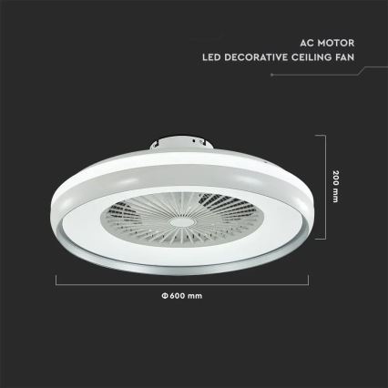 Iluminação de teto LED com uma ventoinha LED/45W/230V 3000/4000/6500K cinzento + comando
