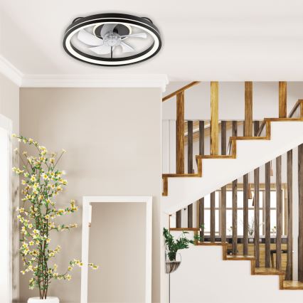 Iluminação de teto LED com regulação e ventoinha FARGO LED/37W/230V preto + comando