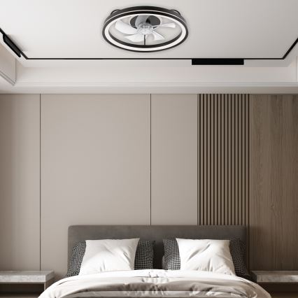 Iluminação de teto LED com regulação e ventoinha FARGO LED/37W/230V preto + comando