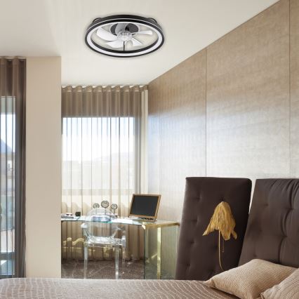 Iluminação de teto LED com regulação e ventoinha FARGO LED/37W/230V preto + comando