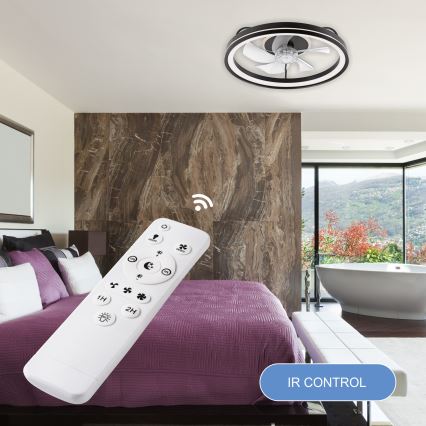 Iluminação de teto LED com regulação e ventoinha FARGO LED/37W/230V preto + comando