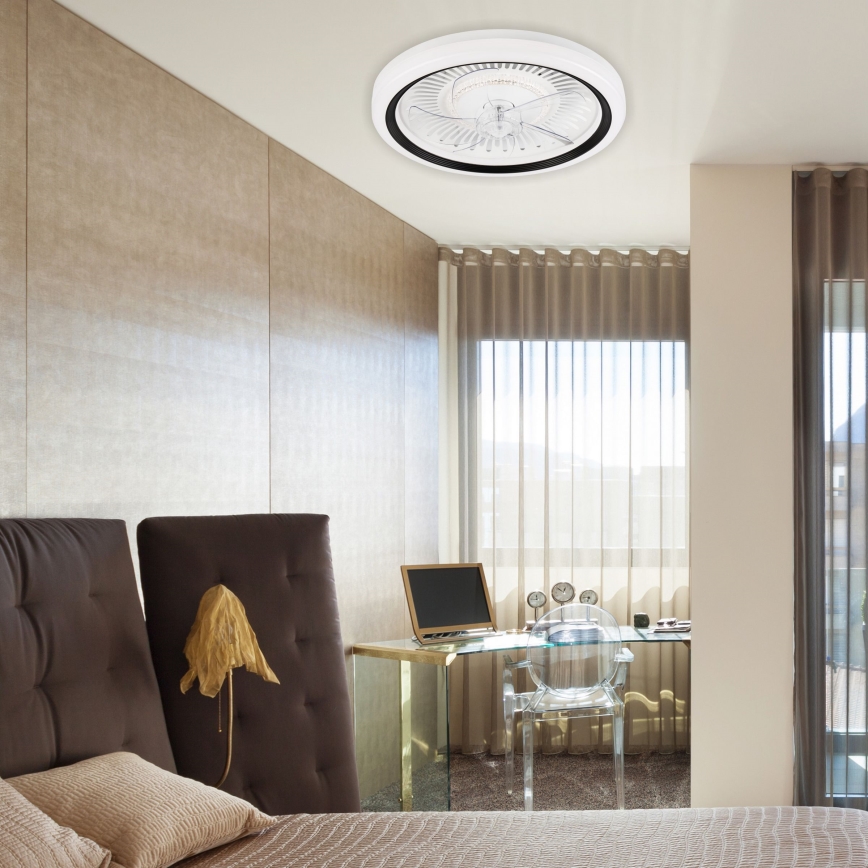 Iluminação de teto LED com regulação e ventoinha GEMMA LED/37W/230V branco + comando