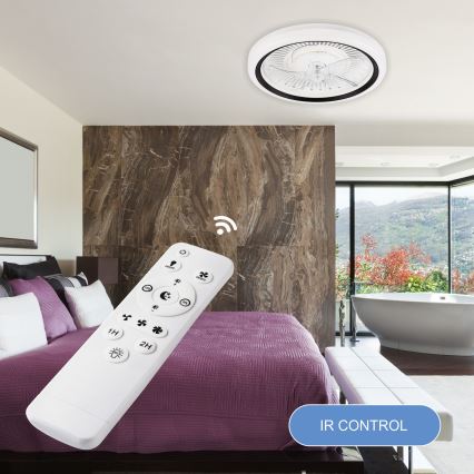 Iluminação de teto LED com regulação e ventoinha GEMMA LED/37W/230V branco + comando