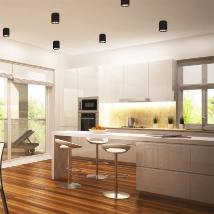 Iluminação de teto LED JUPITER 1xE27/6W/230V 120x98 mm preto