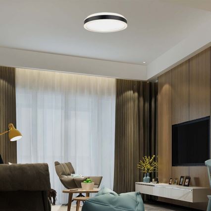 Iluminação de teto LED LED/18W/230V 4000K diâmetro 35 cm preto