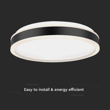 Iluminação de teto LED LED/18W/230V 4000K diâmetro 35 cm preto