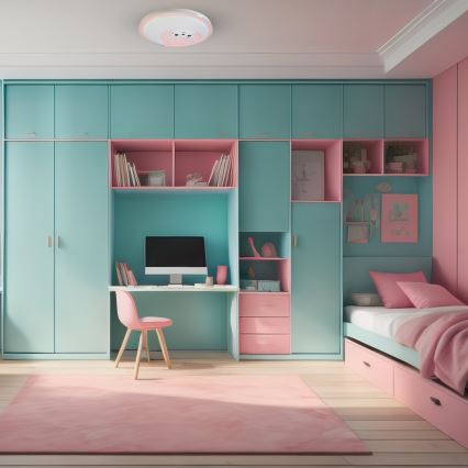 Iluminação de teto LED para crianças MOONCAT LED/34W/230V rosa