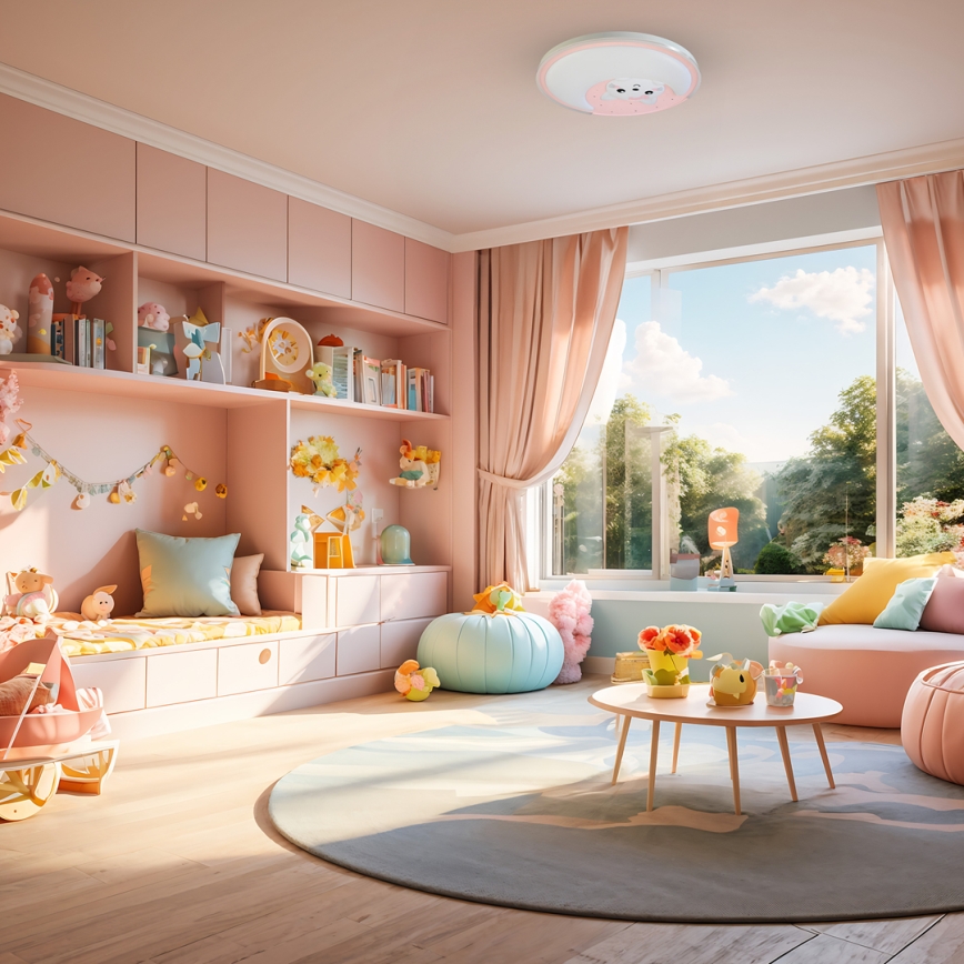 Iluminação de teto LED para crianças MOONCAT LED/34W/230V rosa