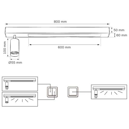 Iluminação de teto LED PARIS LED/24W/230V + 1xGU10/10W preto