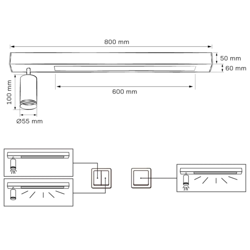 Iluminação de teto LED PARIS LED/24W/230V + 1xGU10/10W preto