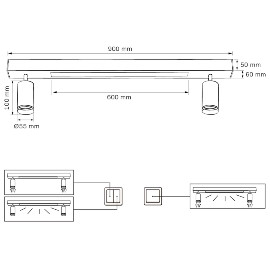 Iluminação de teto LED PARIS LED/24W/230V + 2xGU10/10W preto