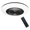 Iluminação de teto LED regulável com ventoinha ARIA LED/38W/230V preto/branco + controlo remoto