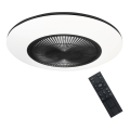 Iluminação de teto LED regulável com ventoinha ARIA LED/38W/230V preto/branco + controlo remoto