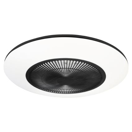 Iluminação de teto LED regulável com ventoinha ARIA LED/38W/230V preto/branco + controlo remoto