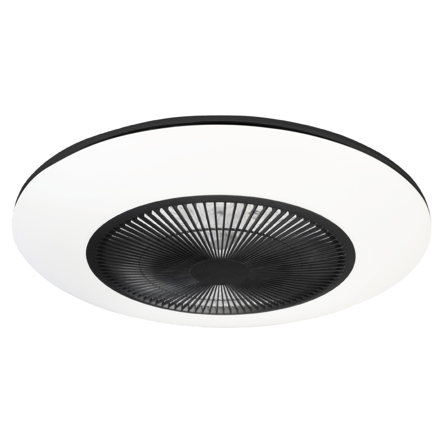 Iluminação de teto LED regulável com ventoinha ARIA LED/38W/230V preto/branco + controlo remoto