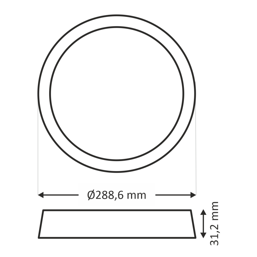 Iluminação de teto LED ROUND LED/24W/230V 4000K diâmetro 28,8 cm preto