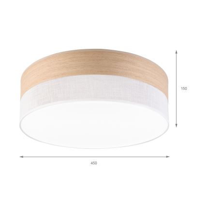 Iluminação de teto LED SIRJA WOOD LED/36W/230V diâmetro 45 cm branco/carvalho
