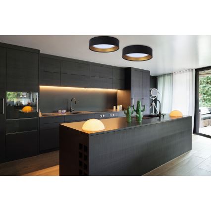 Iluminação de teto LED com regulação SMART GALAXY LED/36W/230V d. 55 cm 2700-6500K Wi-Fi Tuya preto/dourado + controlo remoto